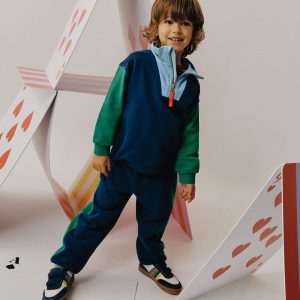 Colourblock Cuffed Joggers-Medieval blue Colourblock