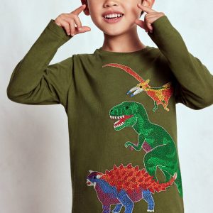 Glow Superstitch T-shirt-Winter moss Dino