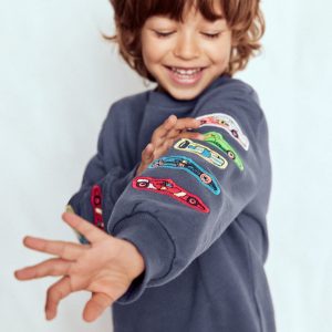 Applique Sweatshirt-Vintage Indigo Cars