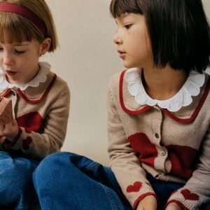 Collared Logo Cardigan-Chinchilla Melange Heart