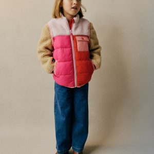 2-in-1 Borg Mix Jacket-Pink Borg Colourblock