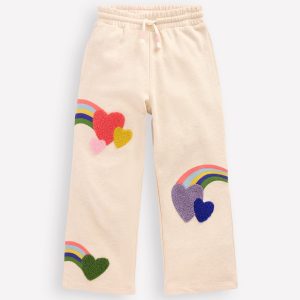 Bobbie Appliqué Sweatpants-Ivory Rainbows