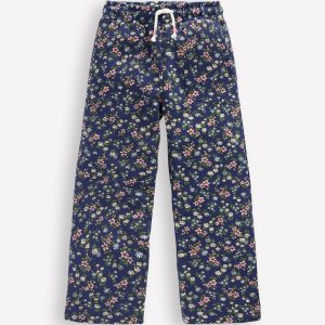 Wide Leg Printed Sweatpants-Starboard Blue Meadow Floral