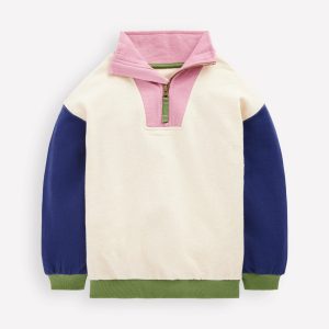 Half-zip Sweatshirt-Oatmeal Marl Colourblock