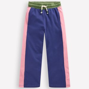 Wide Leg Sweatpants-Starboard Blue Colourblock