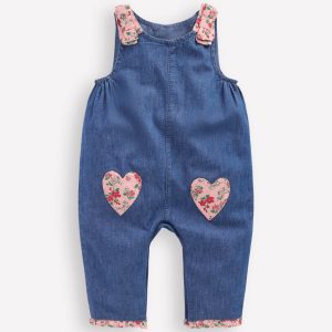 Chambray Romper-Chambray Floral Hearts