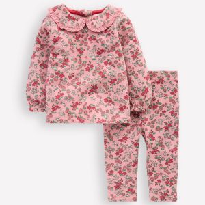 Pretty Collar Sweat Set-Pink Floral