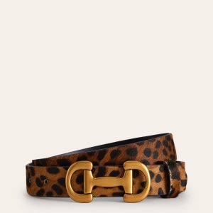 Iris Snaffle-Trim Leather Belt-Leopard