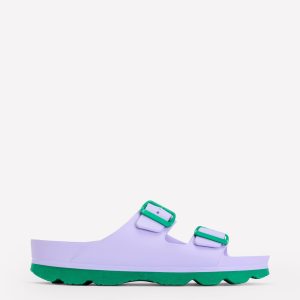 Lyla Double Buckle Sliders-Lavender Purple