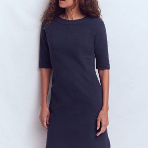 Nessa Ottoman Shift Dress-Navy