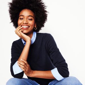 Eva Cashmere Crew Neck Sweater-Navy