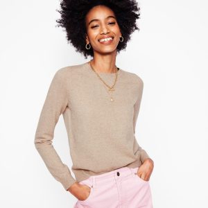 Eva Cashmere Crew Neck Sweater-Chinchilla Melange