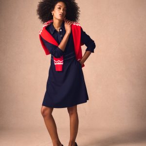 Nicolette Long Sleeve Dress-Navy