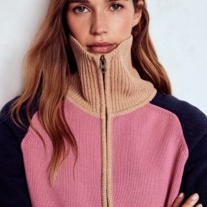 Lucy Half-zip Sweater-Pink Heather, Navy