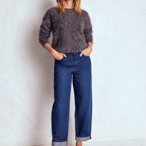 Mid Rise Relaxed Jeans-Indigo