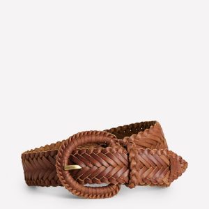 Woven Leather Belt-Tan
