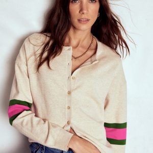 Lara Relaxed Cotton Cardigan-Oatmeal Melange