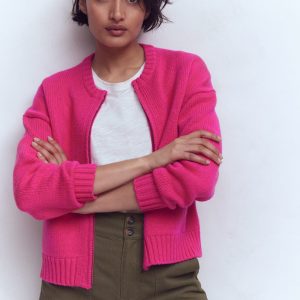 Maya Zip Up Jacket-Flamboyant Pink