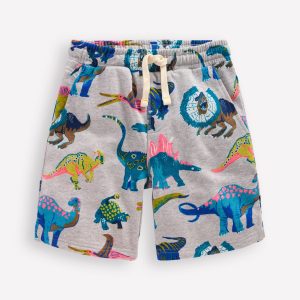 Printed Shorts-Grey Dinos