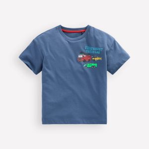 Front & Back Graphic T-shirt-Vintage Indigo Truck