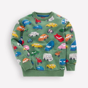 Everyday Printed Sweatshirt-Willow Green Traffic Jam