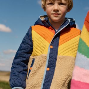 Chevron Borg Jacket-Orange Multi