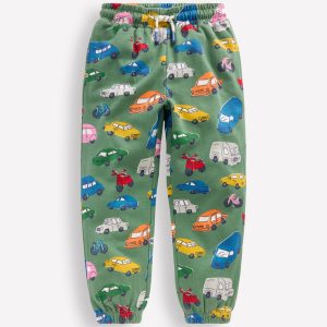 Relaxed Printed Joggers-Willow Green Traffic Jam