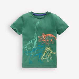 Linear Stitch T-shirt-Spruce Green Dinos