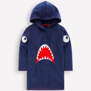 Appliqué Towelling Throw-on-Navy Shark