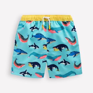 Swim Shorts-Swimming Whales