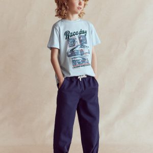 Pull-on Relaxed Pants-Medieval Blue