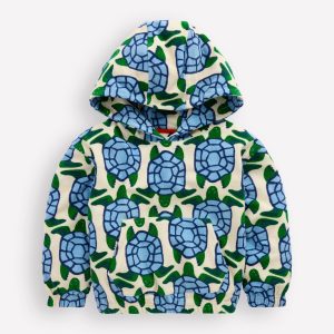 Towelling Pop-over Hoody-Calico White Turtles