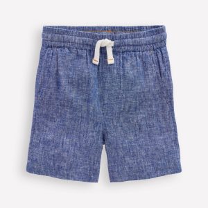 Cotton Linen Shorts-Chambray
