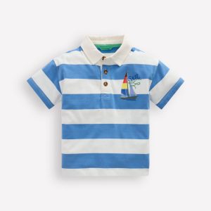 Relaxed Appliqu?? Polo Shirt-Forget Me Not Sail boats