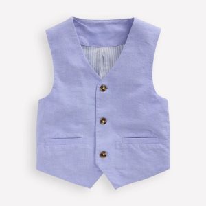 Cotton Oxford Waistcoat-Blue Oxford