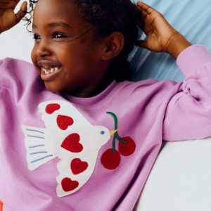 Bobbie Appliqué Sweatshirt-Purple Doves