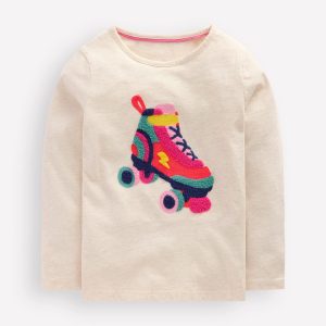 Long Sleeve Bouclé T-shirt-Oatmeal Marl Rollerskate