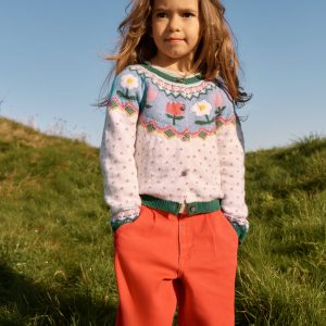 Edie Fair Isle Cardigan-Ecru Marl Spot FLowers