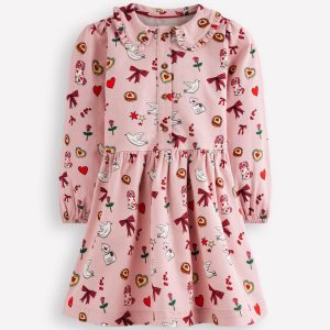 Pretty Shirt Dress-Vintage Pink Happy Valentine