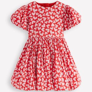Bubble Hem Dress-Red Hearts