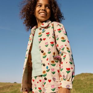 Denim Jacket-Ivory Sunflower Garden