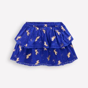 Ruffle Jersey Skort-Sapphire Blue Horses