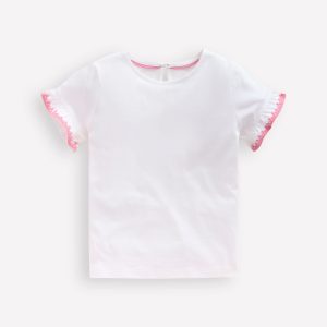 Ruffle Sleeve T-shirt-Ivory
