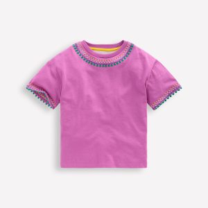 Relaxed Embroidered T-shirt-Radiant Orchid