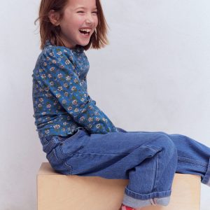 Smocked Jersey Blouse-Delft Garden Flower