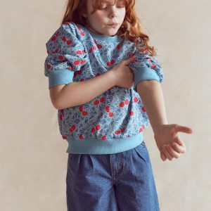 Printed Sweatshirt-Blue Cherries
