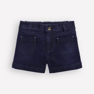 Patch Pocket Shorts-Dark Wash Denim