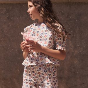 Pull-on Vacation Shorts-Ivory Floral Stripe