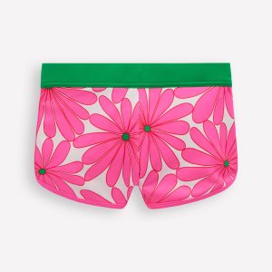 Patterned Swim Shorts-Festival Pink Daisy