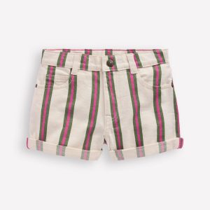Denim Shorts-Ivory/Green/Pink Stripe